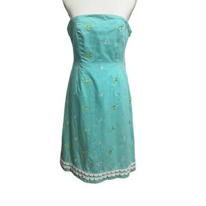 Lily Pulitzer White Label Strapless Mini Dress Lobster and Daisy Size 6